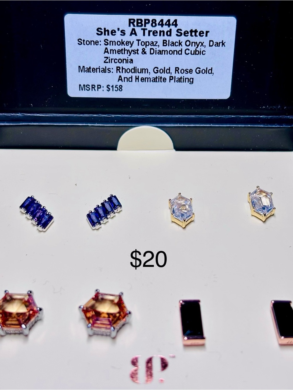 She's A Trend Setter Blue and Clear Stud Earring Set